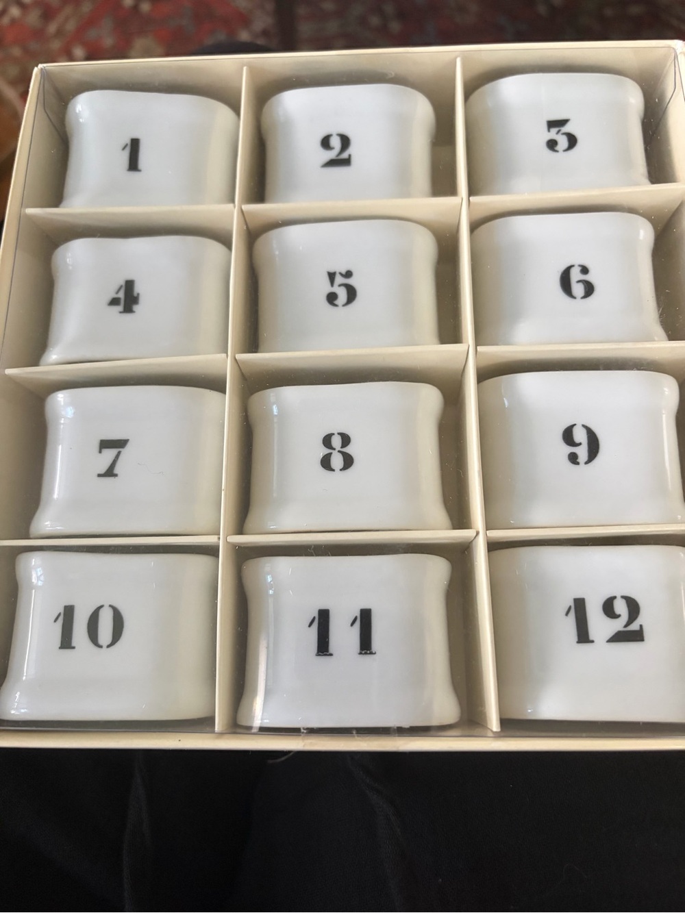Pottery Barn White Ceramic Numbered Napkin Rings Set